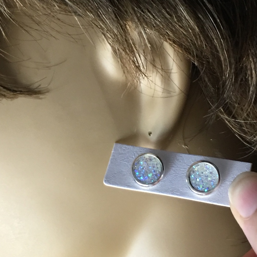 Rainbow Clear Druzy Earrings - Picture 3 of 5